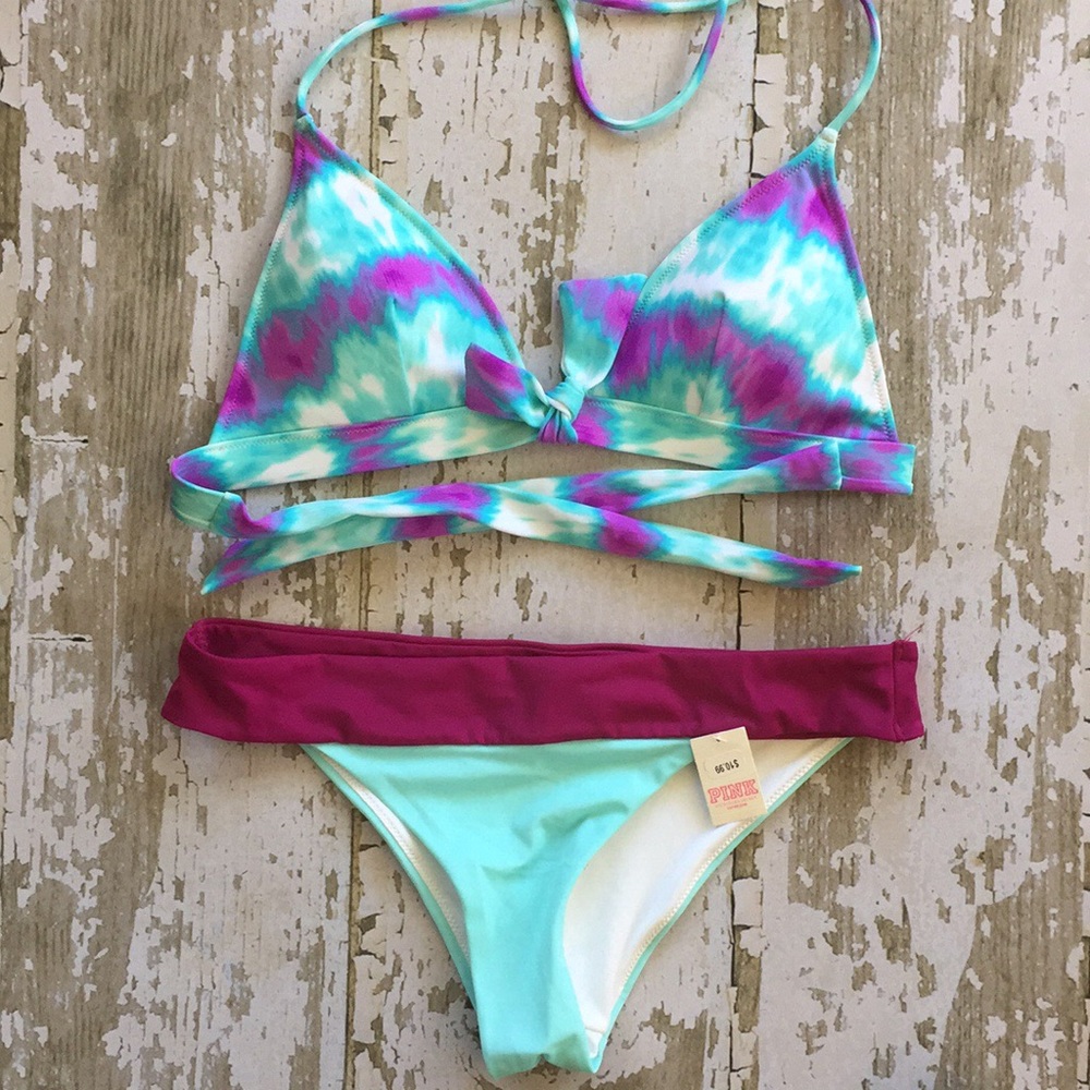 Victoria’s Secret tie dye halter bikini top bottom